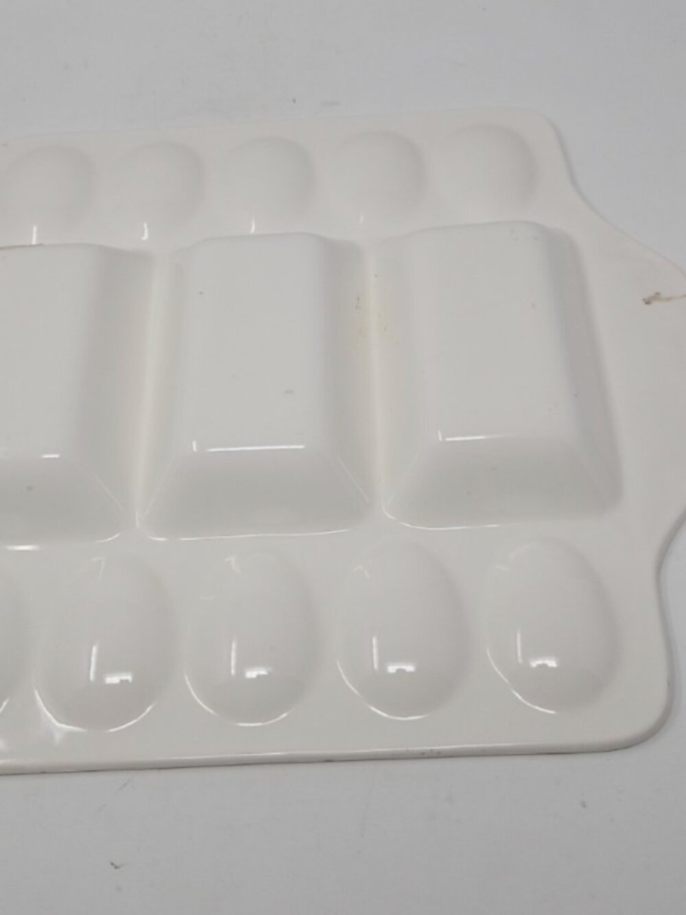 Vintage MCM 10 Deviled Egg 3 Well Snack Crudite Ceramic Serving Platter 14 x 12" - Picture 5 of 5